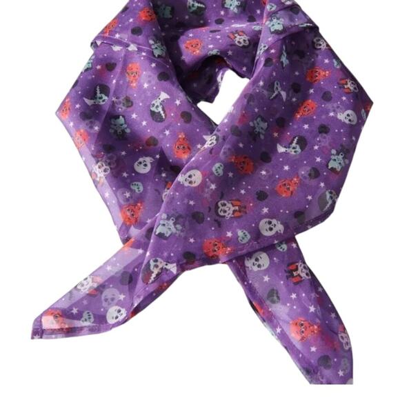 Unique Vintage X Kou Kou Halloween Monsters Print Scarf 1950s Pin up - Picture 3 of 3